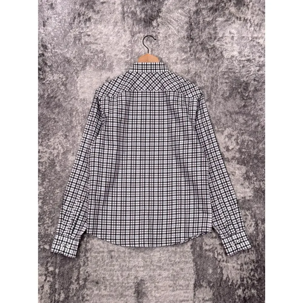 Untuckit Shirt Medium Mens Slim Fit Wrinkle Free Blue Check Button Down - Picture 3 of 7